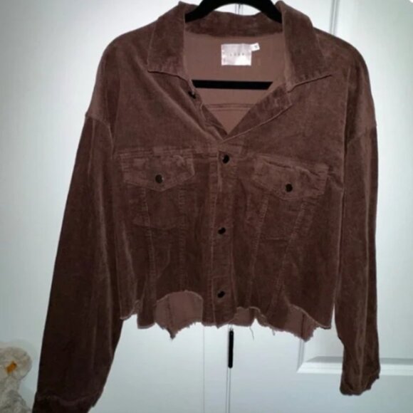Lush Jackets & Blazers - Brown Cropped Corduroy Jacket * Button Front Shacket * Size L * Like New